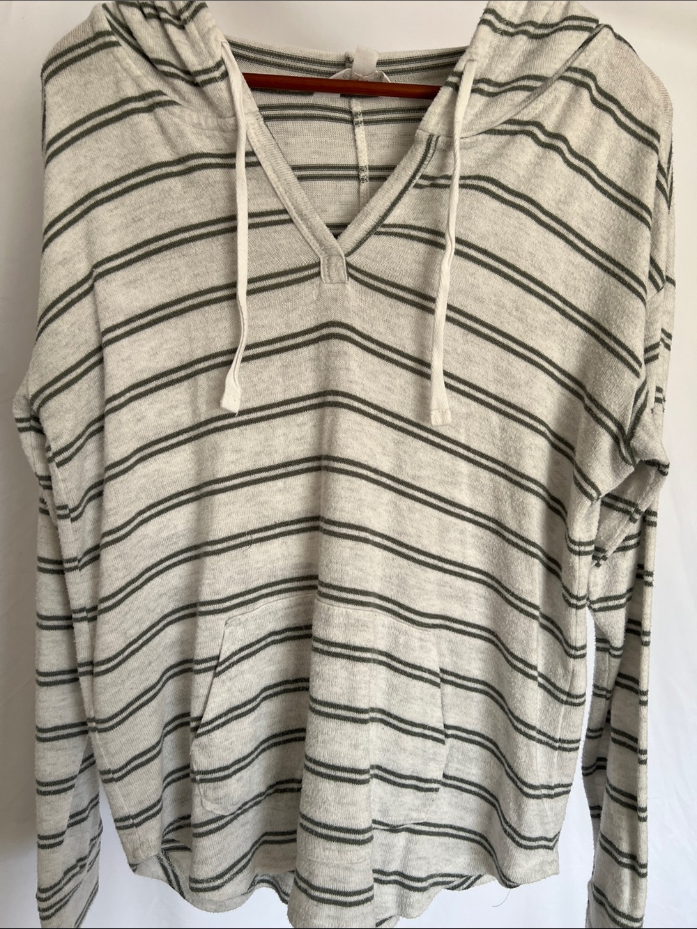 Market & Spruce knit striped men’s hoodie sweater green natural M